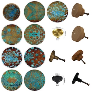 Rusty Patina, Copper Flowers, 5cm Cabinet Handles, Furniture Drawer Knobs, Round Wooden Drawer Knobs, Drawer Handles, Cabinet Pulls