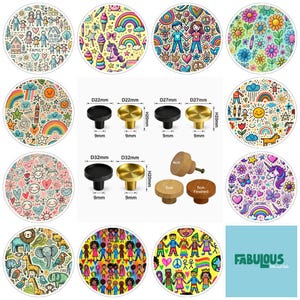Childs Play Drawer Knobs: Round Wooden Cabinet Pulls (5cm) Brass Knobs