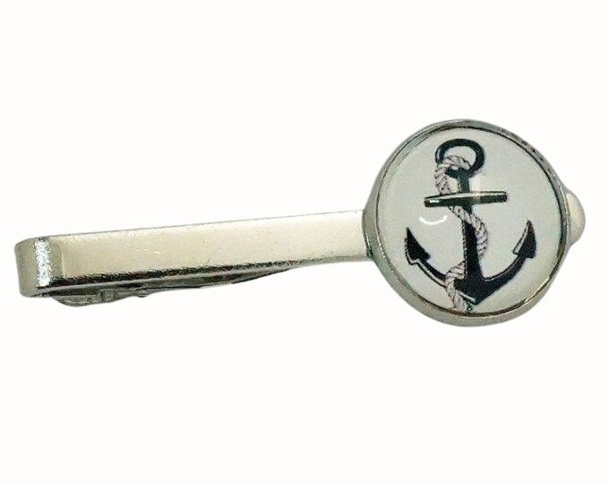Tie Clip Tie Bar Accessories 1.8cm Glass Ships Anchor