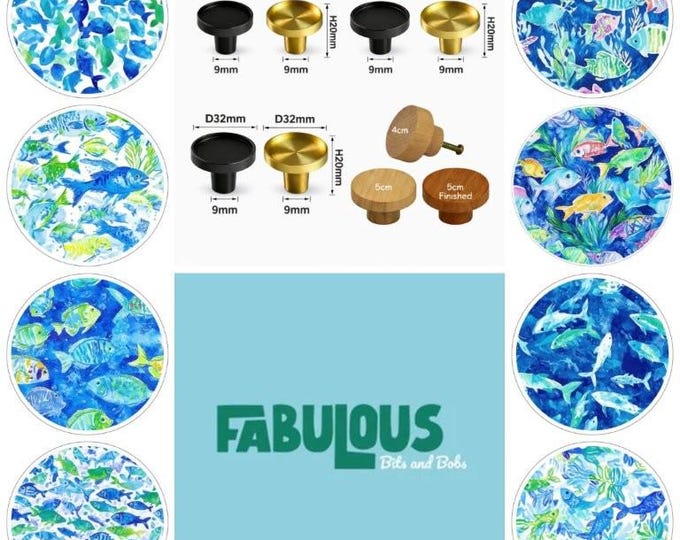 Sea Life Drawer Knobs: Wooden, Brass Furniture Hardware (3cm, 4cm, 5cm)