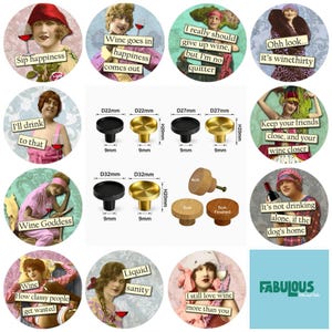 Boutons de tiroir humoristiques vintage, poignées de meubles en bois pour boissons