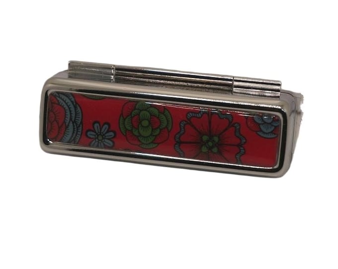 Handmade Lipstick Holder Lipstick Container Lipstick Holder with Mirror Patterned Blue Red Green