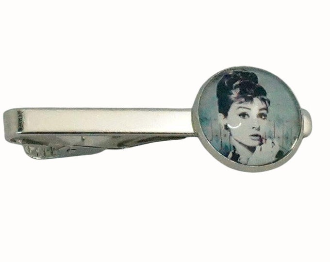 Tie Clip Tie Bar Accessories 1.8cm Glass Audrey Hepburn