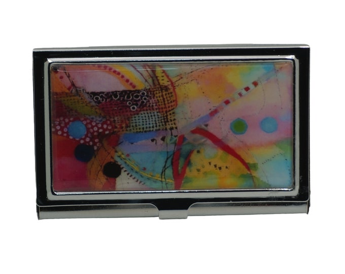 Card Holder, Metal Business Card Case, Cigarette Case, Credit Card Holder, Business Card Holder, Abstract Art, Multicolored