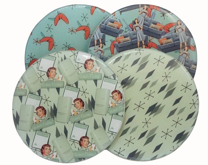 Set of Four Coasters Wine Coasters Drink Coasters Coffee Coasters Retro Fifties Housewives Kitchen