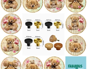 Teddy Bear Nursery Drawer Knobs, Resin Wood Cabinet Handles