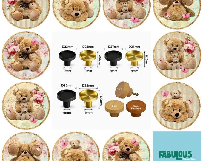 Teddy Bear Nursery Drawer Knobs, Resin Wood Cabinet Handles