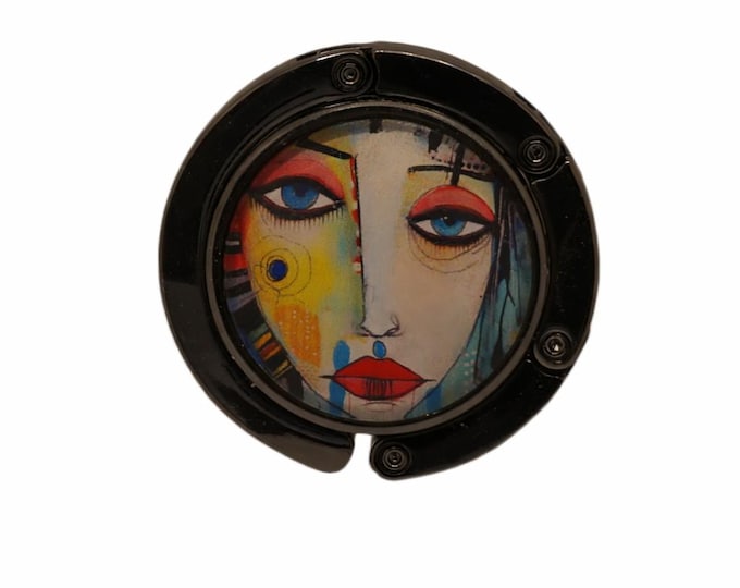 Abstract Face Art, Purse Holder, Purse Hook, Bag Holder, Table Top Bag Hanger