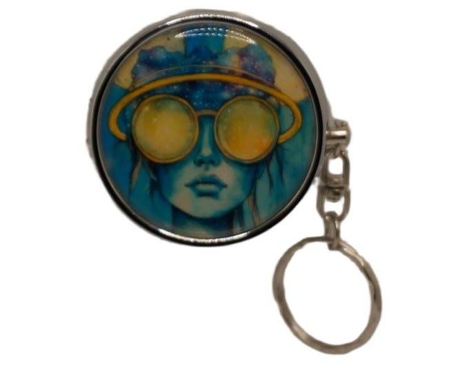 Surrealism Art Portable Ashtray, Personal Stainless Steel Ashtray, Pocket Ashtray, Key Ring Ashtray