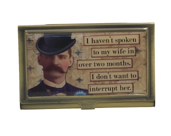Humorous Card Holder, Metal Cigarette Case, Funny Man Design