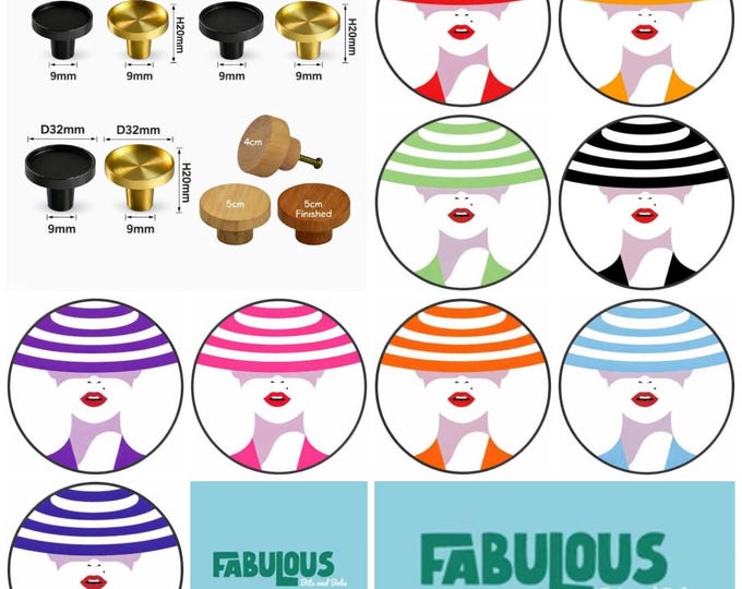 Funky Hats Drawer Knobs, Cabinet Handles, Furniture Drawer Knobs, Round Wooden Drawer Knobs, Cabinet Pulls