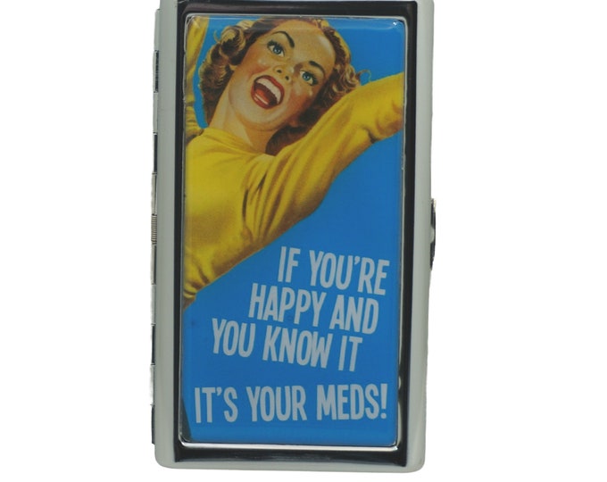 Retro Humor King Size Cigarette Case, Funny Meds Design