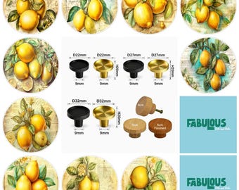 Lemon Drawer Knobs, Cabinet Handles, Furniture Drawer Knobs, Round Wooden Drawer Knobs, Drawer Handles