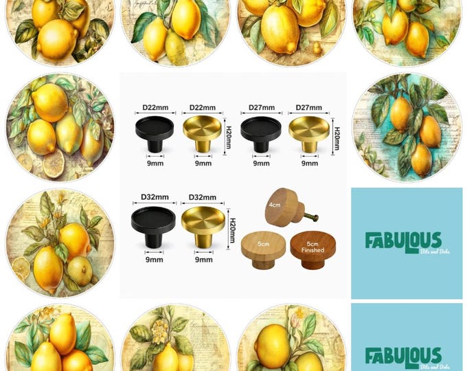 Lemon Drawer Knobs, Cabinet Handles, Furniture Drawer Knobs, Round Wooden Drawer Knobs, Drawer Handles