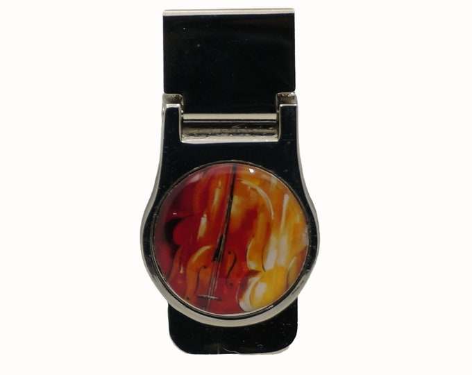 Music, Violin, Stainless Steel Money Clip, Pocket Money Holder, Money Clip Holder