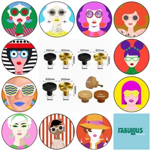 Funky Pop Art Dresser Knobs - Colorful Wooden Drawer Pulls, Unique Cabinet Hardware, 5 Sizes