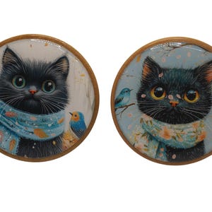 Cozy Whimsical Black Cats Wall Hooks, Wooden Wall Hooks, Coat Hooks, Wall Art, Wall Decor