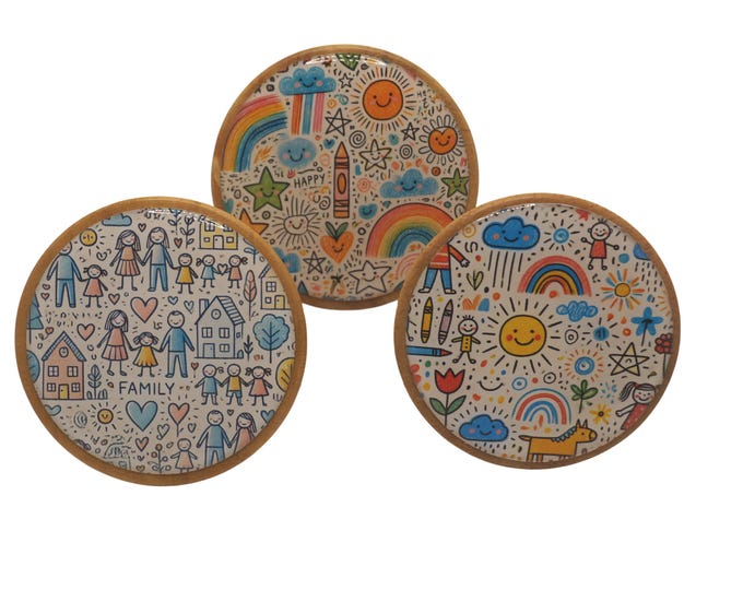 Children, Family, Line Drawing, Children's Room, Nursery, Wall Hooks, Wooden Wall Hooks, Coat Hooks, Wall Art, Wall Decor