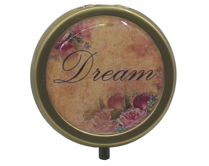 Pill Box Medicine Case Trinket Box Pill Case Mint Box Vintage Roses Inspirational Words Dream