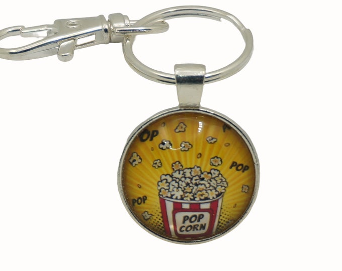 Popcorn, Retro, 1960, 1950, Bag Charm, Keyring, Keyring Charm