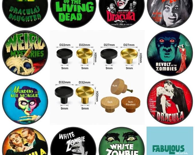 Horror Movie Wooden Drawer Knobs: Classic Film, Theater Room Decor