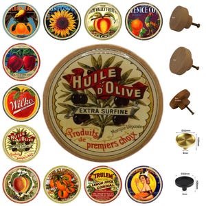 Vintage Label Drawer Knobs, Wooden Cabinet Pulls, Furniture Decor