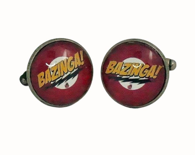 Stainless Steel Cufflinks Accessories 1.8cm Glass Big Bang Theory Bazinga!
