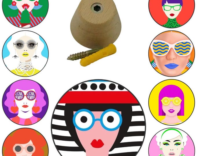 Funky Faces Wooden Wall Hooks, Coat Hooks, Wall Decor, Decorative Wall Hooks, Wall Art