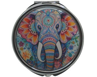 Elefante colorido, elefante africano, elefante, pastillero extragrande, pastillero de 7 días, espejo, pastillero, estuche para medicamentos, caja de baratijas, pastillero
