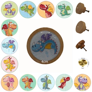 Ladeknoppen draken: houten kinderkamerdecoratie