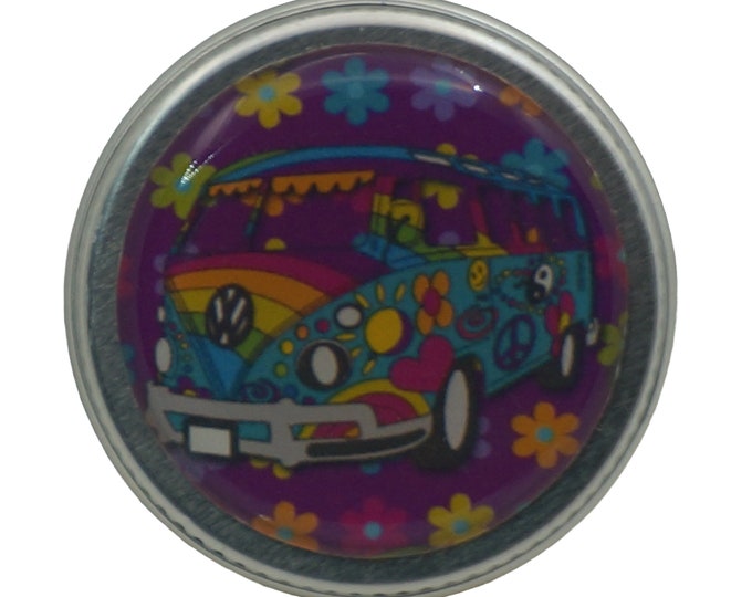 15ml Tin,  Round Storage Tin Trinket  Pill Box Mint Box Lipstick Eye Shadow Storage Tin Hippy Van, 70's