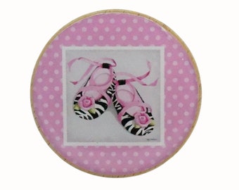 Ballerina Shoes Wooden Wall Hook, Pink Ballet Decor