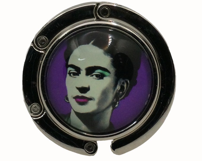 Frida Kahlo, Pop Art, Purple, Purse Holder, Purse Hook, Bag Holder, Table Top Bag Hanger