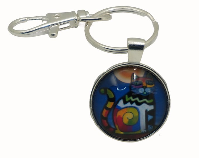 Cat, Funky Cat, Rainbow, Bag Charm, Keyring, Keyring Charm
