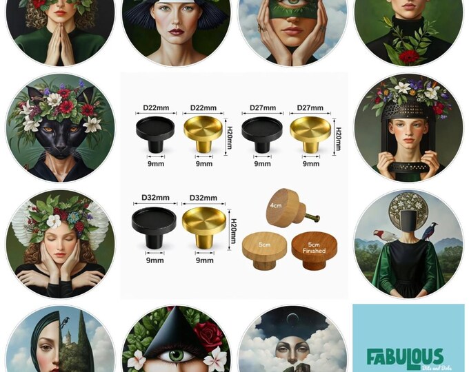 Surrealism Art Drawer Knobs, Cabinet Handles, Furniture Drawer Knobs, Round Wooden Drawer Knobs, Drawer Handles, Brass Knobs