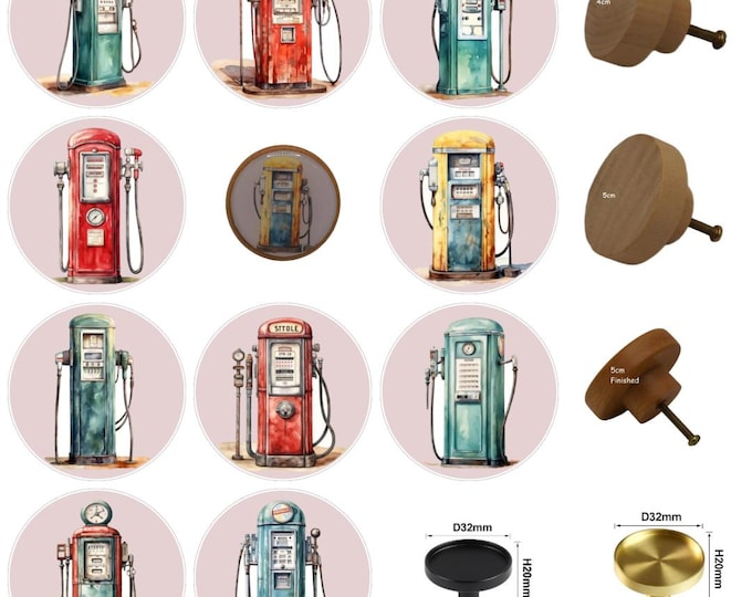 Petrol Bowsers: Petrol Pumps, Drawer Knobs, Cabinet Pulls (5cm)