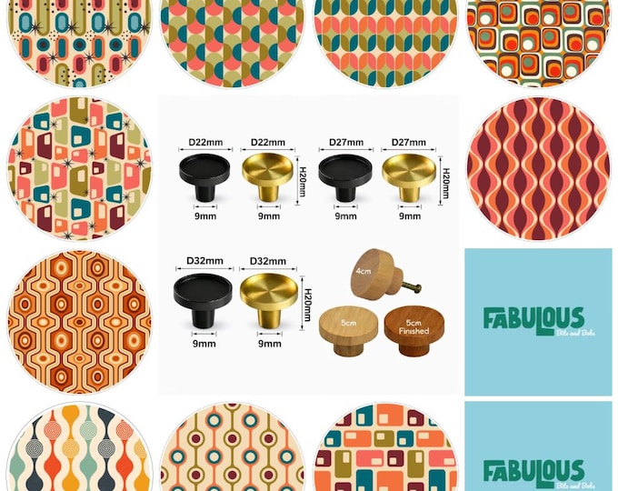 Mid Century Art  Drawer Knobs, Cabinet Pulls (4cm) (5cm) (2cm) (2.5cm) (3cm)