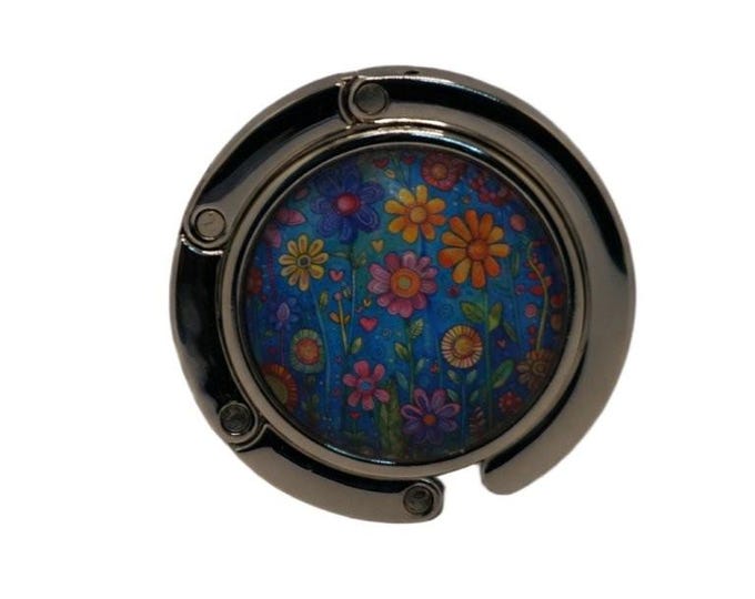 Hippy Flowers, Purse Holder, Purse Hook, Bag Holder, Table Top Bag Hanger