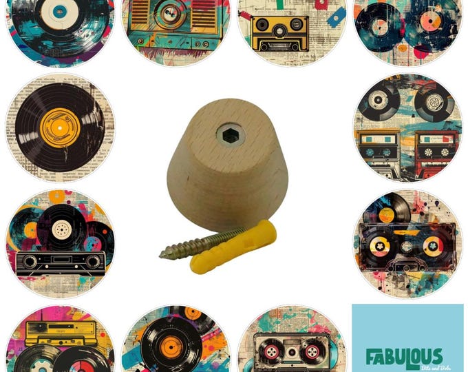 Retro Music Wooden Wall Hooks, Coat Hooks, Wall Decor, Decorative Wall Hooks, Wall Art