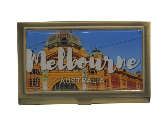 Melbourne, Flinders Street Station,, Card Holder, Metal Business Card Case, Cigarette Case, Credit Card Case, Business Card Holder