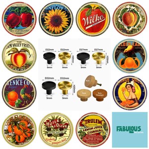 Vintage Label Drawer Knobs, Wooden Cabinet Pulls, Furniture Decor
