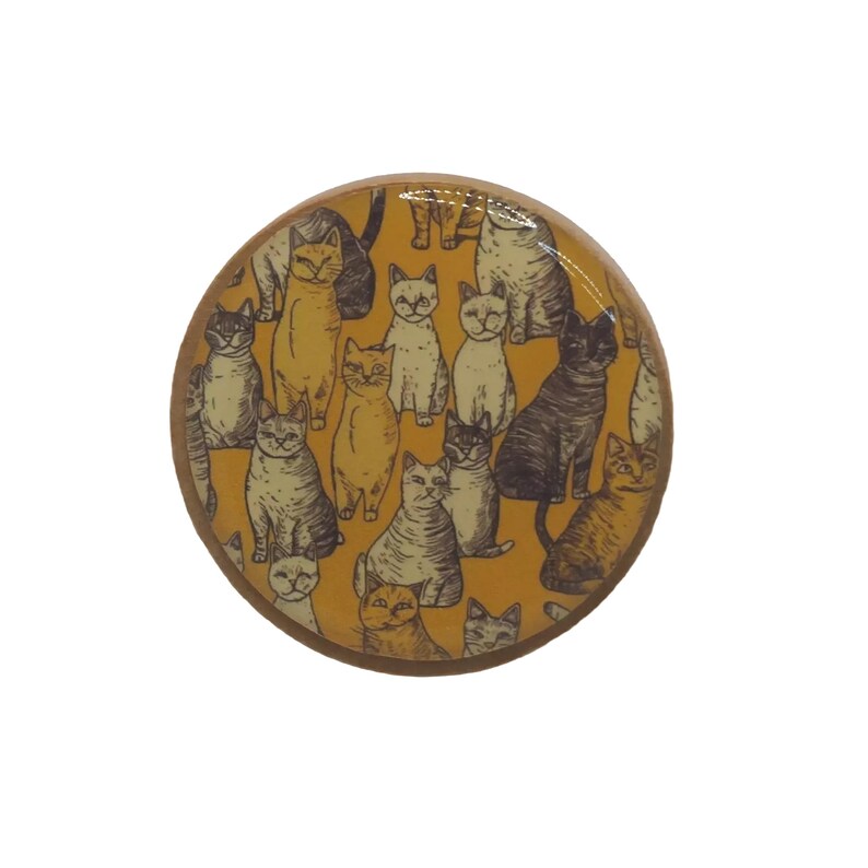 Schubladenknöpfe aus Holz mit Katzenmotiv, Möbeldekor, Schubladenknöpfe aus Messing Bild 3