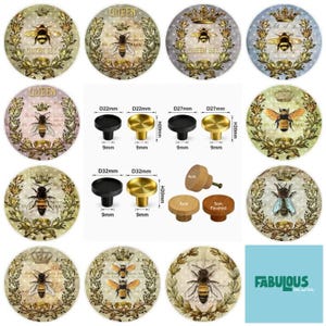 Bee Decor Wood Drawer Knobs, Cabinet Pulls, Brass Knobs