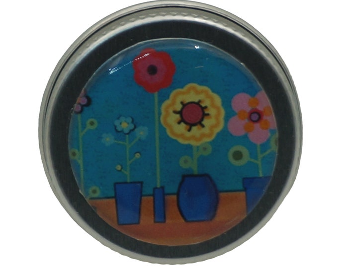 Floral Round Tin, Handmade Epoxy Trinket Storage (15ml)