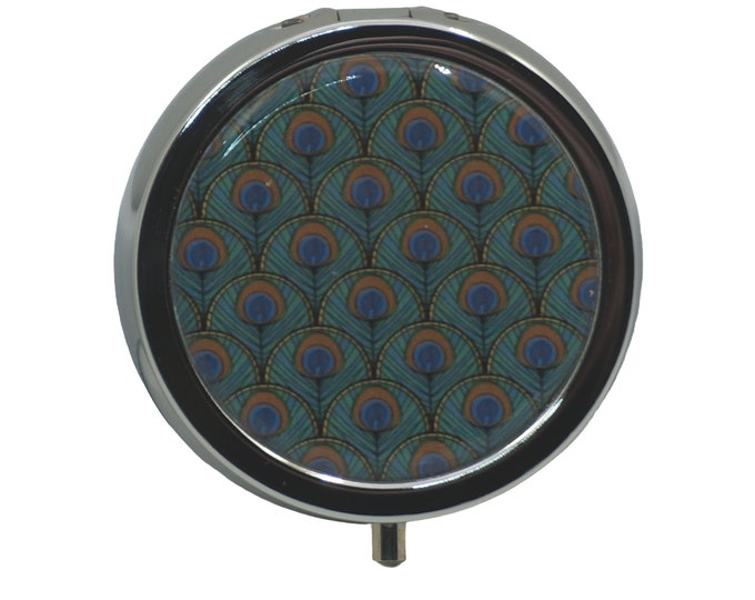 Peacock Feathers, Pill Box, Medicine Case, One Day Pill Box, Trinket Box, Pill Case