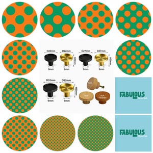 Bright Orange and Green Polka Dots Drawer Knobs, Cabinet Pulls (4cm) (5cm) (2cm) (2.5cm) (3cm)