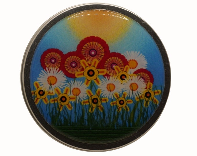 100ml Round Screw Top Handmade Decorative Tin Pills Medication Rings Earrings Gift Tin Mints Keepsakes Tin Floral Flowers Colorful Flowers