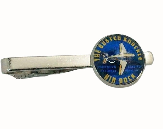 Tie Clip Tie Bar Accessories 18mm Glass The Busted Knuckle Air Dock Aeroplane Flying