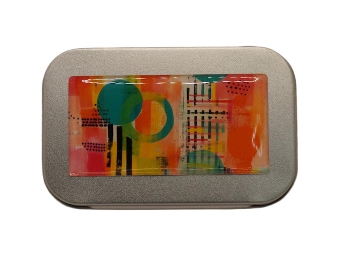 Patterned Hinged Tin, Pill Box, Mints, Tobacco Case, Card Wallet