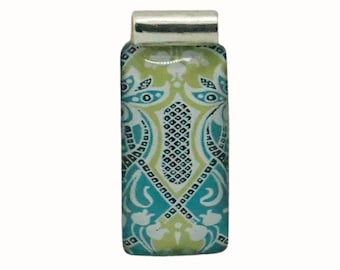 Rectangle Glass Tile Pendant Green Black